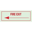Bradyglo Fire Exit Sign - Photoluminescent Polyester - Red on Glow - 3.5 x 10