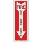 Bradyglo Fire Extinguisher Sign - Photoluminescent Polyester - Red on Glow - 14 x 5