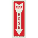 Bradyglo Fire Hose Sign - Glow-in-the-dark Plastic - Red on Glow - 14 x 5