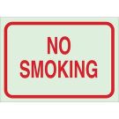 No Smoking Sign - Photoluminescent Polyester - Red on Glow - 7 x 10