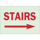BradyGlo Stairs Sign - Glow-in-the-dark Plastic - Red on Glow - 7 x 10