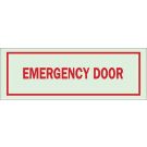 BradyGlo Emergency Door Sign - Glow-in-the-dark Plastic - Red on Glow - 5 x 14