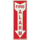 Fire Alarm Sign - Photoluminescent Polyester - Red on Glow - 14 x 3.5