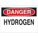 DANGER Hydrogen Sign - Self-sticking Polyester - Black/Red on White - 7 x 10