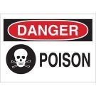 DANGER Poison Sign - Light Duty Plastic - Black/Red on White - 7 x 10