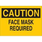 CAUTION Face Mask Required Sign - Light Duty Plastic 10 x 14 - Black on Yellow