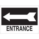 Entrance Sign - Light Duty Plastic - White on Black - 10 x 14