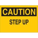 CAUTION Step Down Sign - Light Duty Plastic - Black on Yellow - 10 x 14