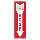 Fire Hose Sign - Self-sticking Polyester - White on Red - 14 x 5