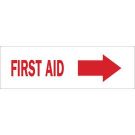 First Aid Sign - Self-sticking Polyester - Red on White - 5 x 14