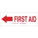First Aid Sign - Self-sticking Polyester - Red on White - 3.5 x 14