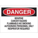 DANGER No Smoking Authorized Personnel Only Respirator Required Sign - Non-reflective Aluminum - Black/Red on White - 7 x 10
