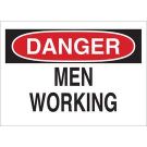 DANGER Men Working Sign - Non-reflective Aluminum - Black/Red on White - 10 x 14