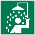 Safety Shower Picto Sign - Non-reflective Aluminum - White on Green - 7 x 10