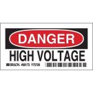 DANGER High Voltage Sign - Self-sticking Polyester - Black/Red on White - 3.5 x 5