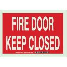 BradyGlo Fire & Fire Door Do Not Block Sign - Photoluminescent Polyester - Red on Glow - 7 x 10