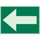 Left Arrow Sign - Photoluminescent Polyester - Green on Glow - 7 x 10