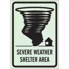 BradyGlo Blacksevere Weather Shelter Area Sign - Photoluminescent Polyester - Black on Glow - 10 x 7
