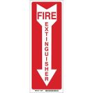 Fire Extinguisher Sign - Self-sticking Polyester - White on Red - 14 x 3.5