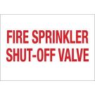 Fire Sprinkler Shut-Off Valve Sign - Self-sticking Polyester - Red on White - 7 x 10