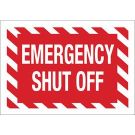Emergency Shut Off Sign - Premium Fiberglass - White on Red - 7 x 10