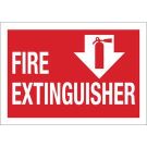 Fire Extinguisher Sign - Self-sticking Polyester - White on Red - 7 x 10