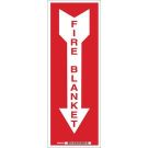 Fire Blanket Sign - Self-sticking Polyester - White on Red - 14 x 5