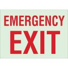 BradyGlo Emergency Exit Sign - Photoluminescent Polyester - Red on Glow - 10 x 14