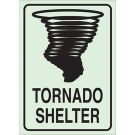 BradyGlo Tornado Shelter Sign - Glow-in-the-dark Plastic - Black on Glow - 14 x 10