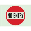 BradyGlo No Entry Sign - Glow-in-the-dark Plastic - Black/Red on Glow - 7 x 10
