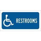 Restrooms Sign - Premium Fiberglass 6 x 12 - White on Blue