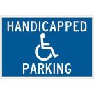 Handicapped Parking Sign - Reflective Aluminum - White on Blue - 12 x 18