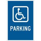 Handicapped Parking Sign - Premium Fiberglass - White on Blue - 18 x 12