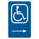 Handicapped With Right Arrow Sign - Reflective Aluminum - White on Blue - 18 x 12