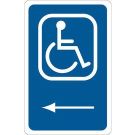 Handicapped With Left Arrow Picto Sign - Reflective Aluminum - White on Blue - 18 x 12