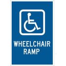 Wheelchair Ramp Sign - Reflective Aluminum - White on Blue - 18 x 12