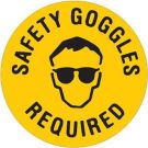 Anti Skid Floor (Safety Goggles Required) Sign - Anti-skid Laminated Vinyl - Black on Yellow - 17 Inch Diameter