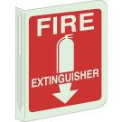 BradyGlo L Red, Fire Extinguisher Sign - Glow-in-the-dark Plastic, High Visibility L-style - Red on Glow - 12 x 9