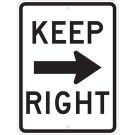 Keep Right Sign - Reflective Aluminum 24x18 - Black on White