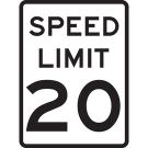 Speed Limit 20 Sign - Reflective Aluminum 24x18 - Black on White