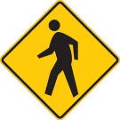 Crosswalk Picto Sign - Reflective Aluminum - 30x30 - Black on Yellow