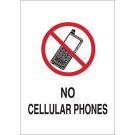 No Cellular Phones Sign - Light Duty Plastic - Black/Red on White - 10 x 14