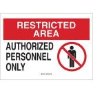 RESTRICTED AREA Authorized Personnel Only Sign - Light Duty Plastic 10 x 14 - Black/Red on White