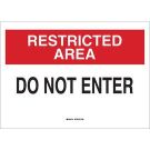 RESTRICTED AREA Do Not Enter Sign - Light Duty Plastic 10 x 14 - Black/Red on White