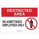 RESTRICTED AREA No Admittance Employees Only Sign - Light Duty Plastic 10 x 14 - Black/Red on White