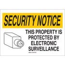 SECURITY NOTICE This Property Is Protected By Electronic Surveillance Sign - Premium Fiberglass 7 x 10 - Black/Yellow on White