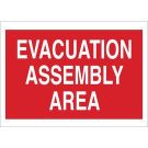 Evacuation Assembly Area Sign - Non-reflective Aluminum - White on Red - 10 x 14