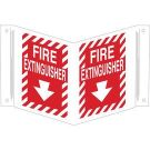 V Fire Extinguisher Sign - Rigid Polyethylene, High Visibility V-style - White on Red - 12 x 18