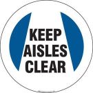 Anti Skid Floor (Keep Aisles Clear) Sign - Anti-skid Laminated Vinyl - Black/Blue on White - 17 Inch Diameter