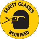 Anti Skid Floor (Safety Goggles Required) Sign - Anti-skid Laminated Vinyl - Black on Yellow - 17 Inch Diameter